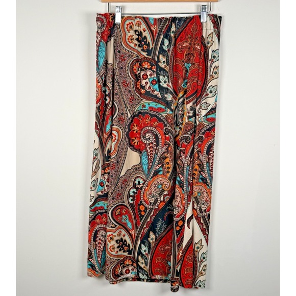 Vintage ICE Midi‎ Skirt Large Long 90s Y2K Floral Paisley Peasant Boho Stretch - Picture 4 of 8
